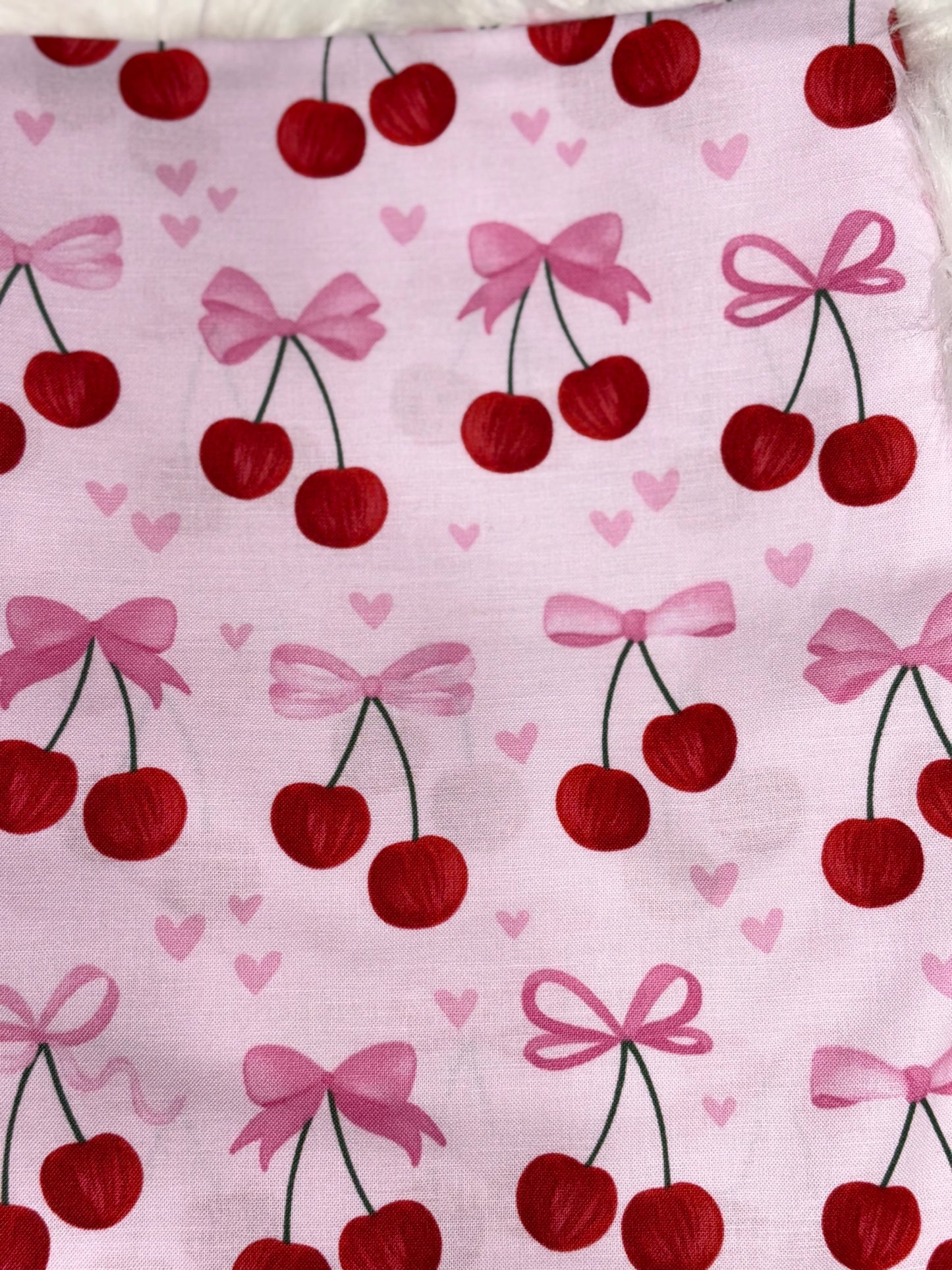 Pink Bow with Cherries