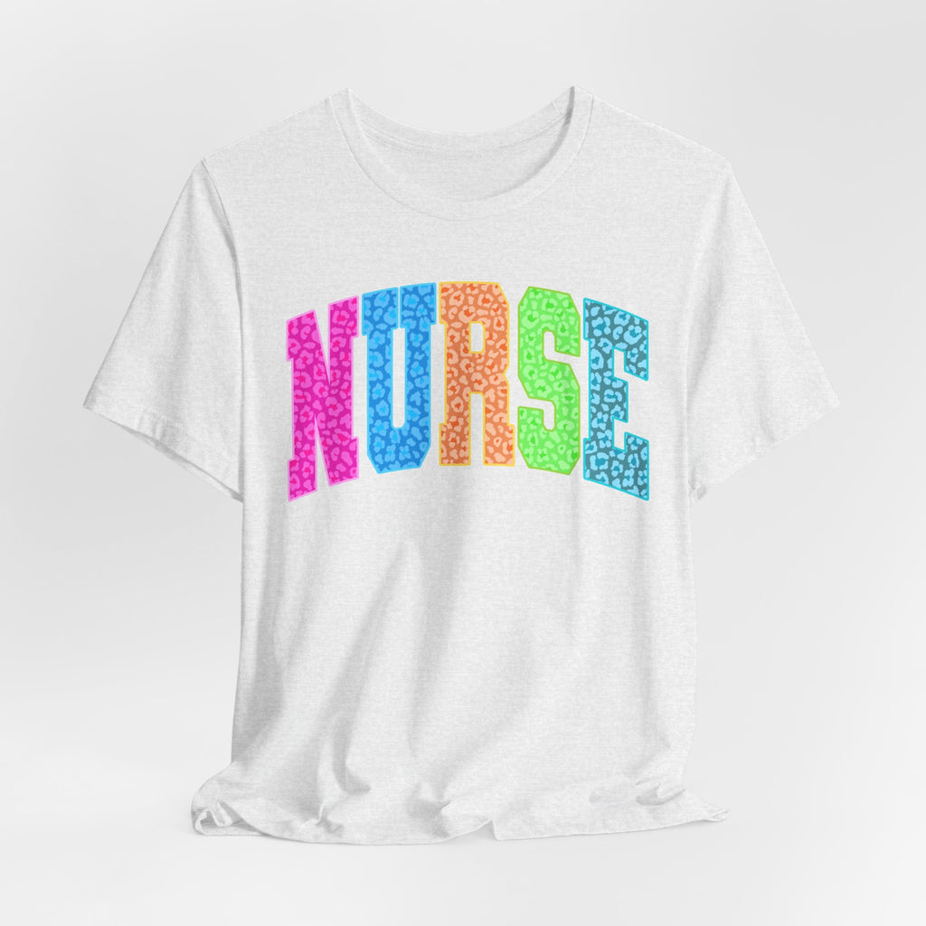 Nurse Rainbow Leopard Print Tee - Colorful Nursing Shirt