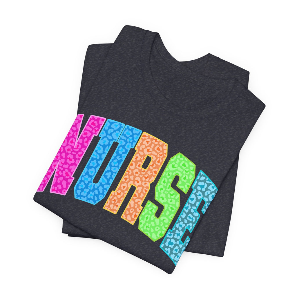 Nurse Rainbow Leopard Print Tee - Colorful Nursing Shirt