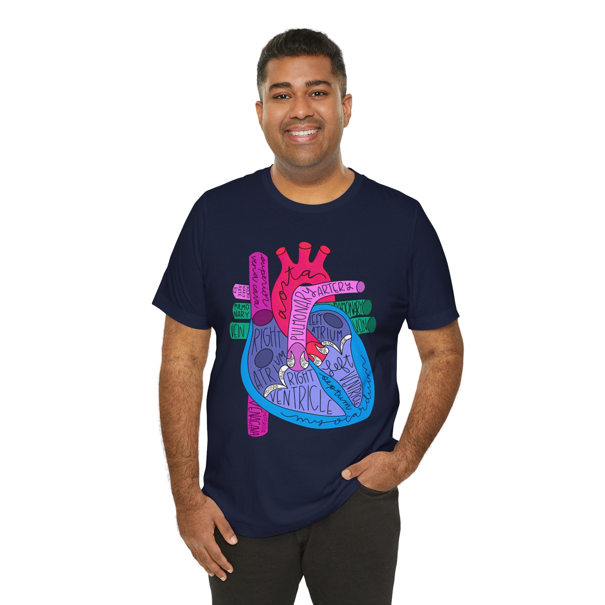 Anatomical Heart Diagram Tee — Colorful Labeled Cardiac Anatomy Shirt