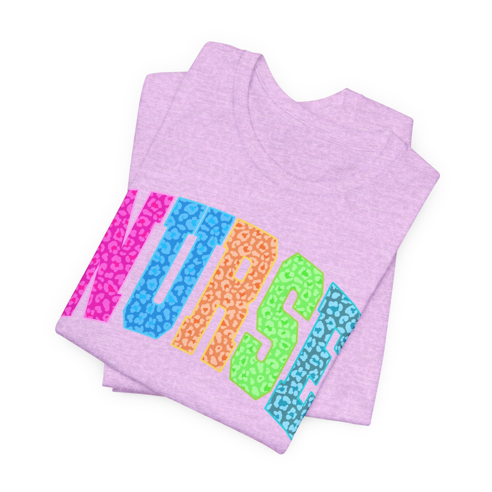 Nurse Rainbow Leopard Print Tee - Colorful Nursing Shirt