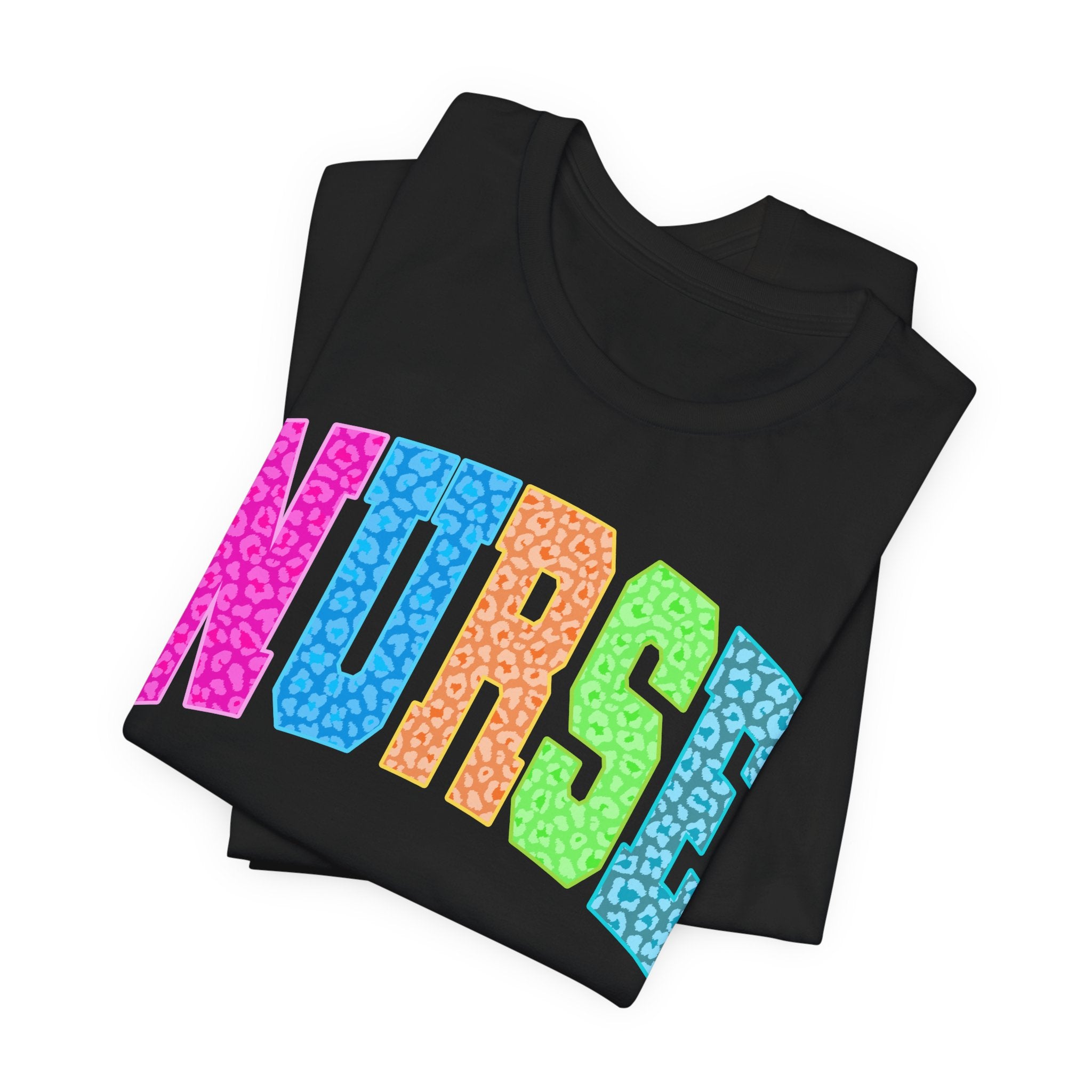 Nurse Rainbow Leopard Print Tee - Colorful Nursing Shirt