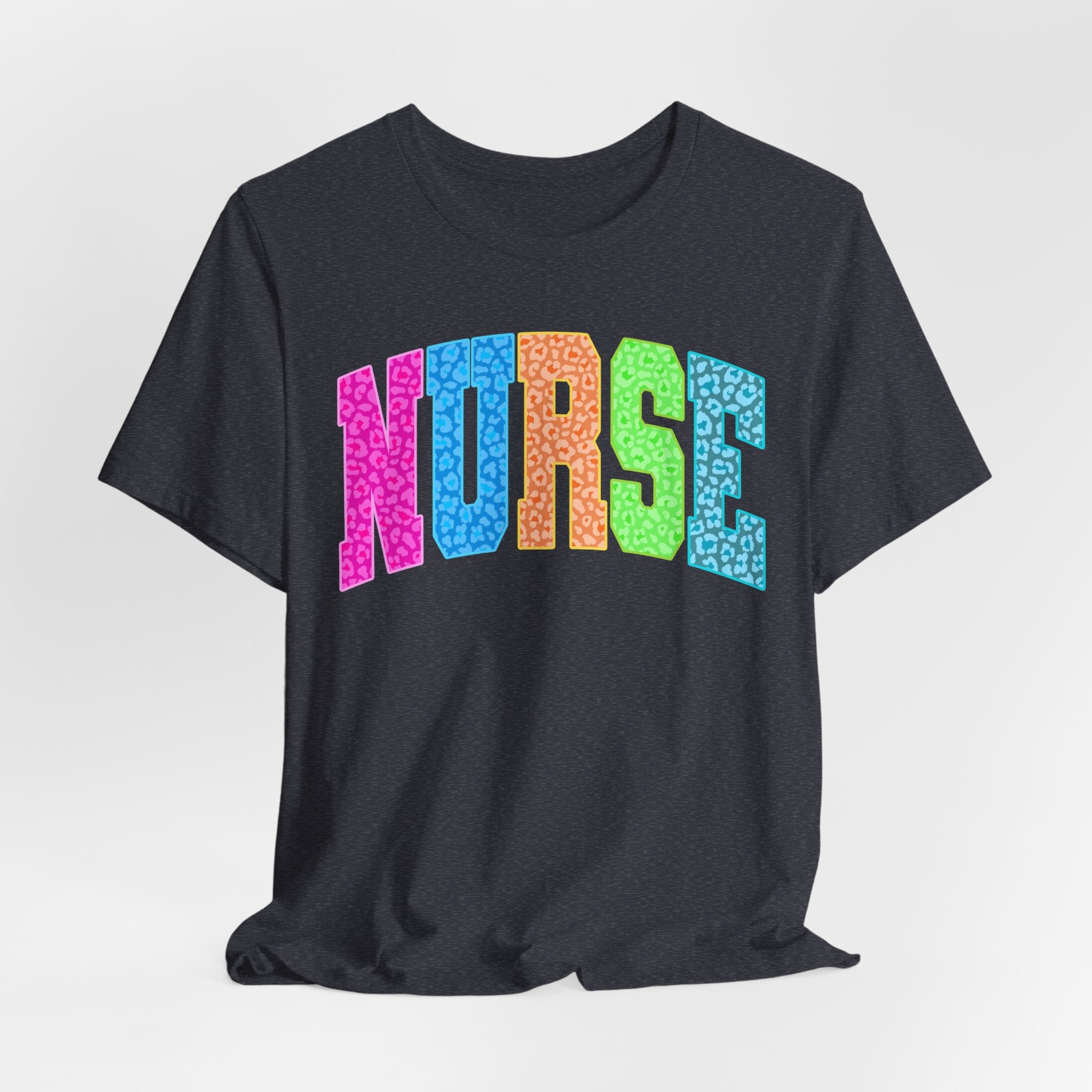 Nurse Rainbow Leopard Print Tee - Colorful Nursing Shirt