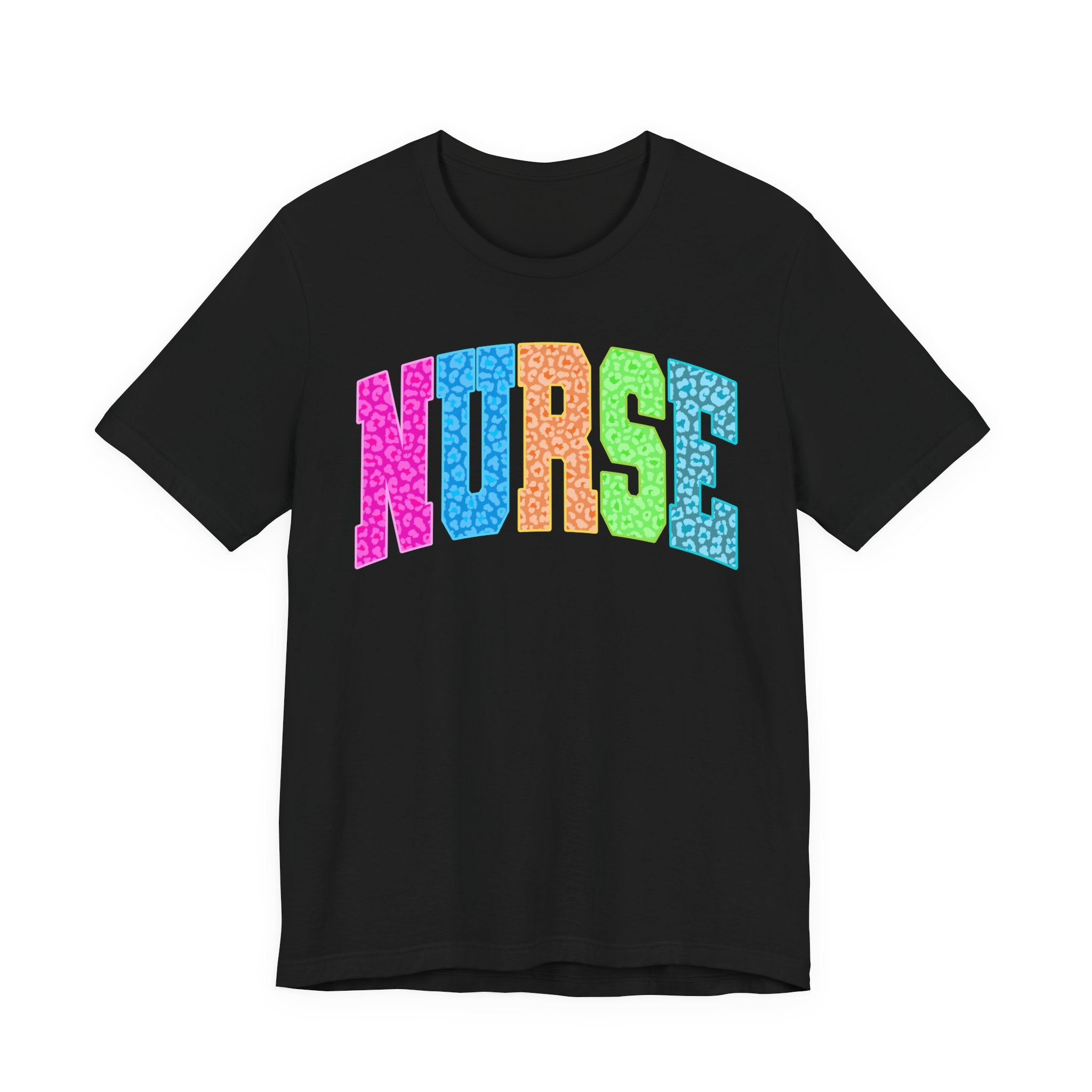 Nurse Rainbow Leopard Print Tee - Colorful Nursing Shirt