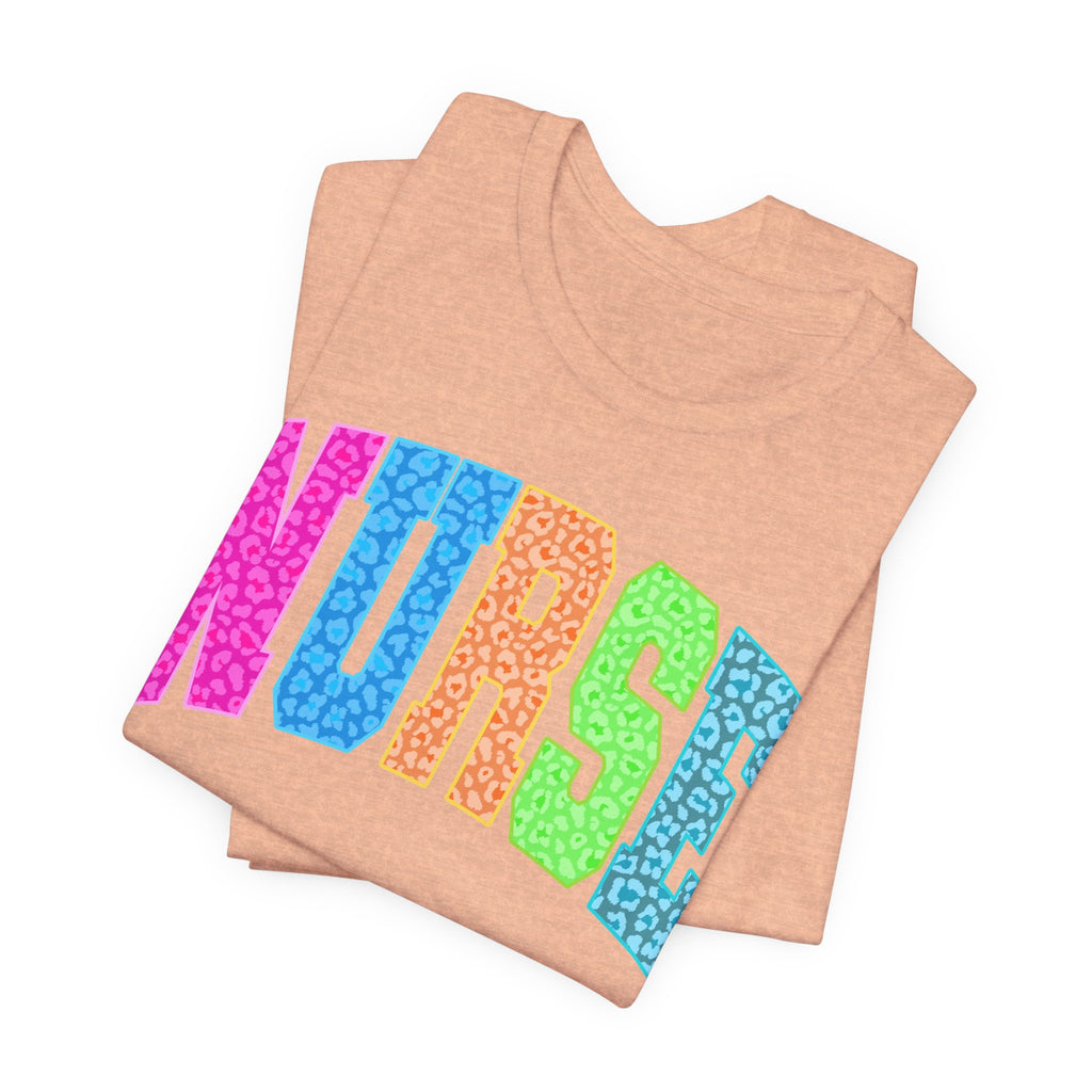 Nurse Rainbow Leopard Print Tee - Colorful Nursing Shirt