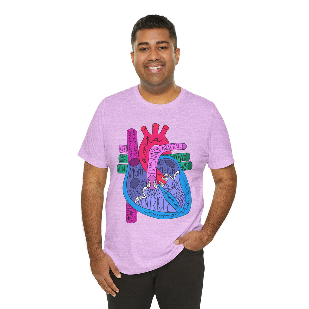 Anatomical Heart Diagram Tee — Colorful Labeled Cardiac Anatomy Shirt