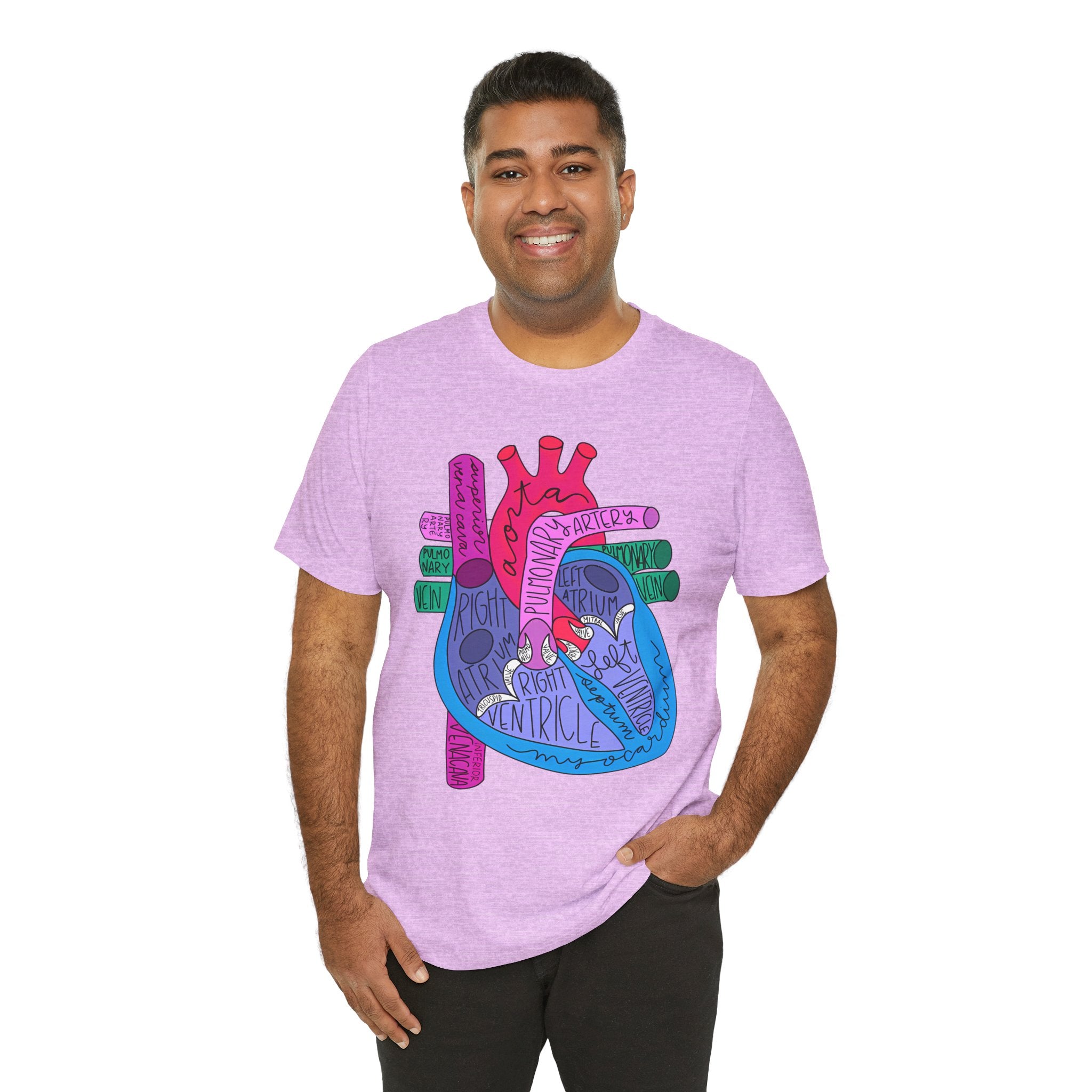 Anatomical Heart Diagram Tee — Colorful Labeled Cardiac Anatomy Shirt
