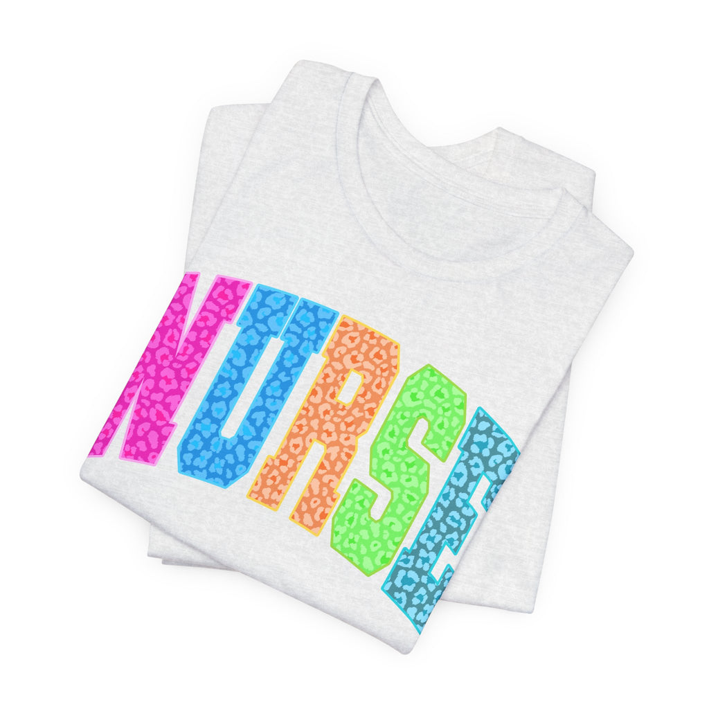 Nurse Rainbow Leopard Print Tee - Colorful Nursing Shirt