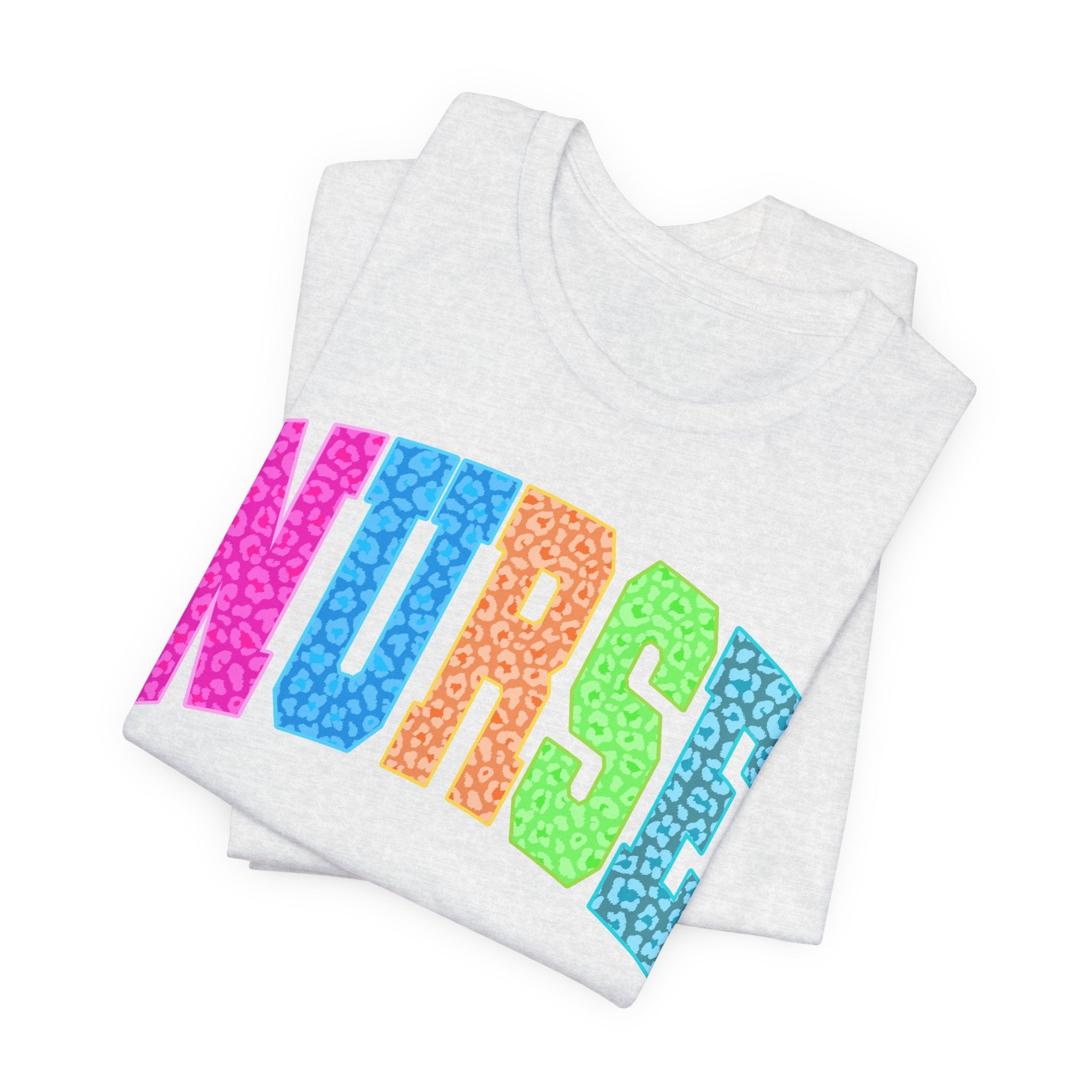 Nurse Rainbow Leopard Print Tee - Colorful Nursing Shirt