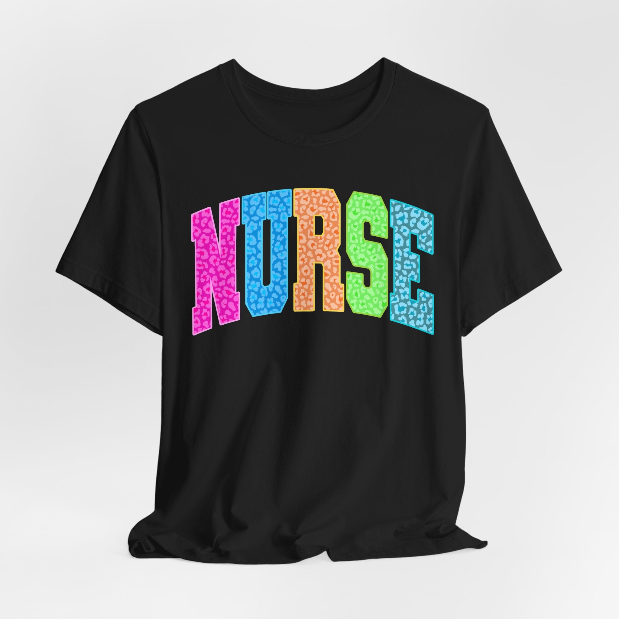 Nurse Rainbow Leopard Print Tee - Colorful Nursing Shirt