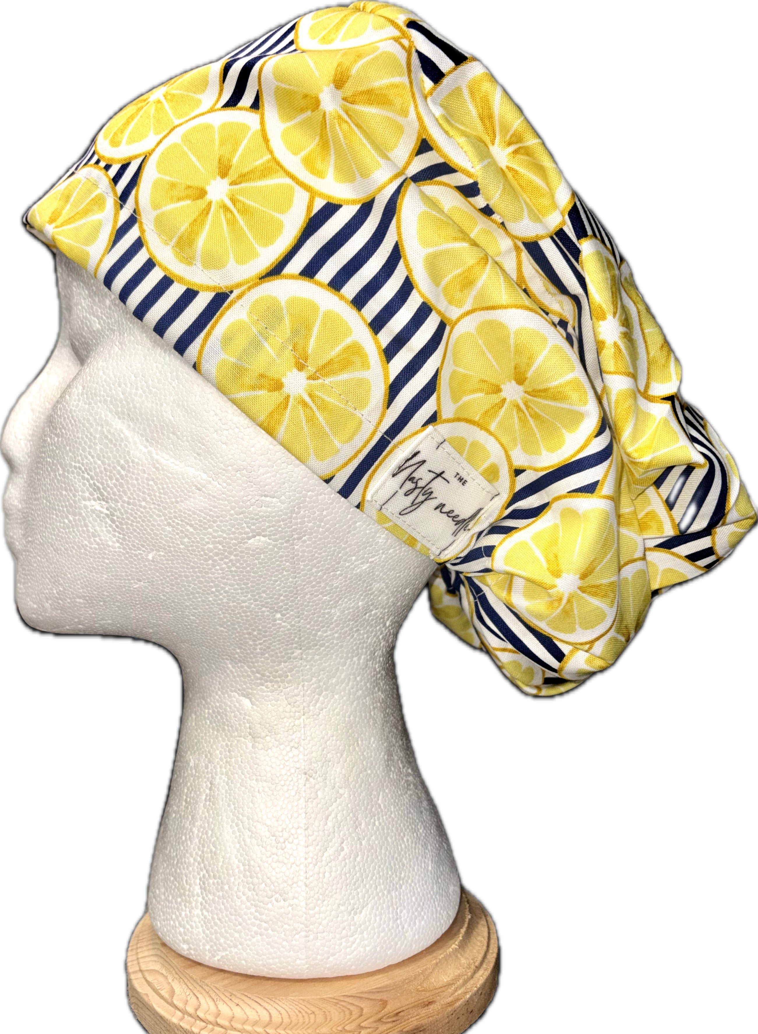 Lemons on Navy Stripe
