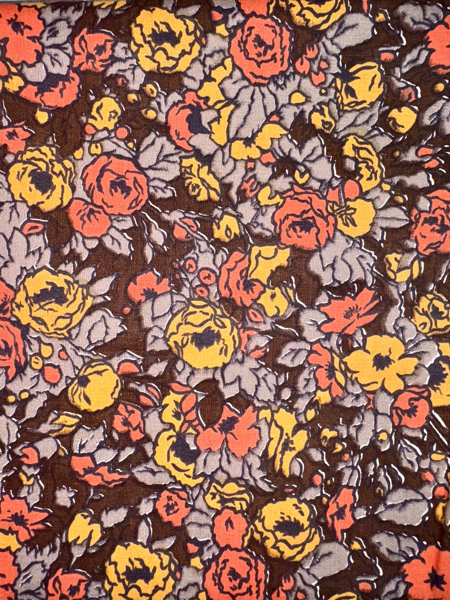 Vintage Orange on Brown Floral