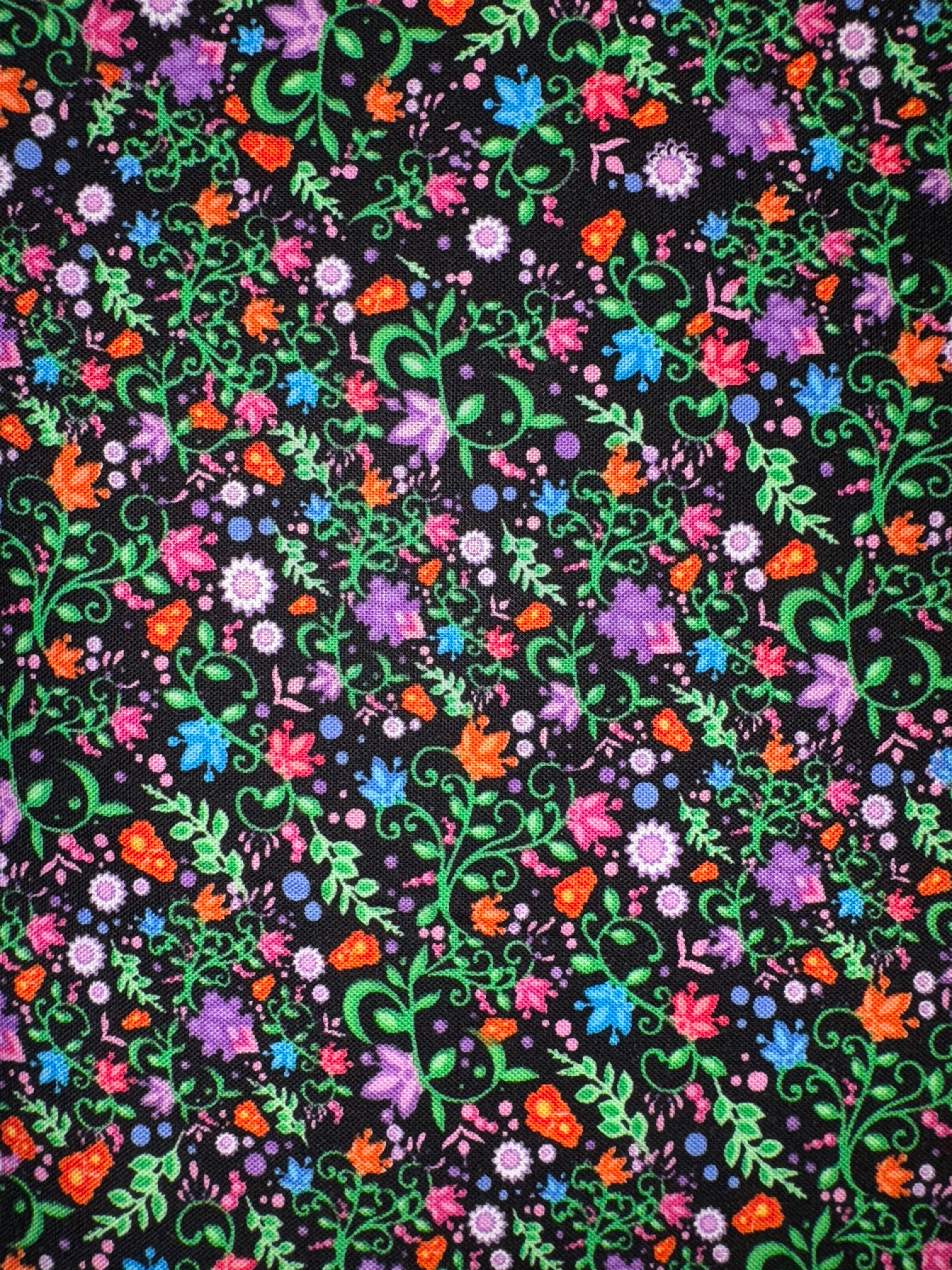 Small Bright Floral on Black