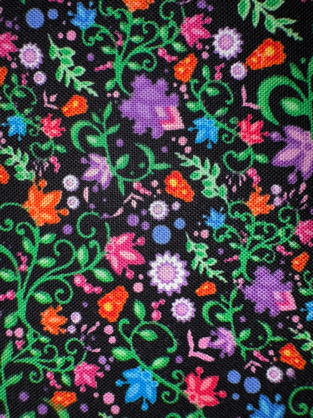 Small Bright Floral on Black