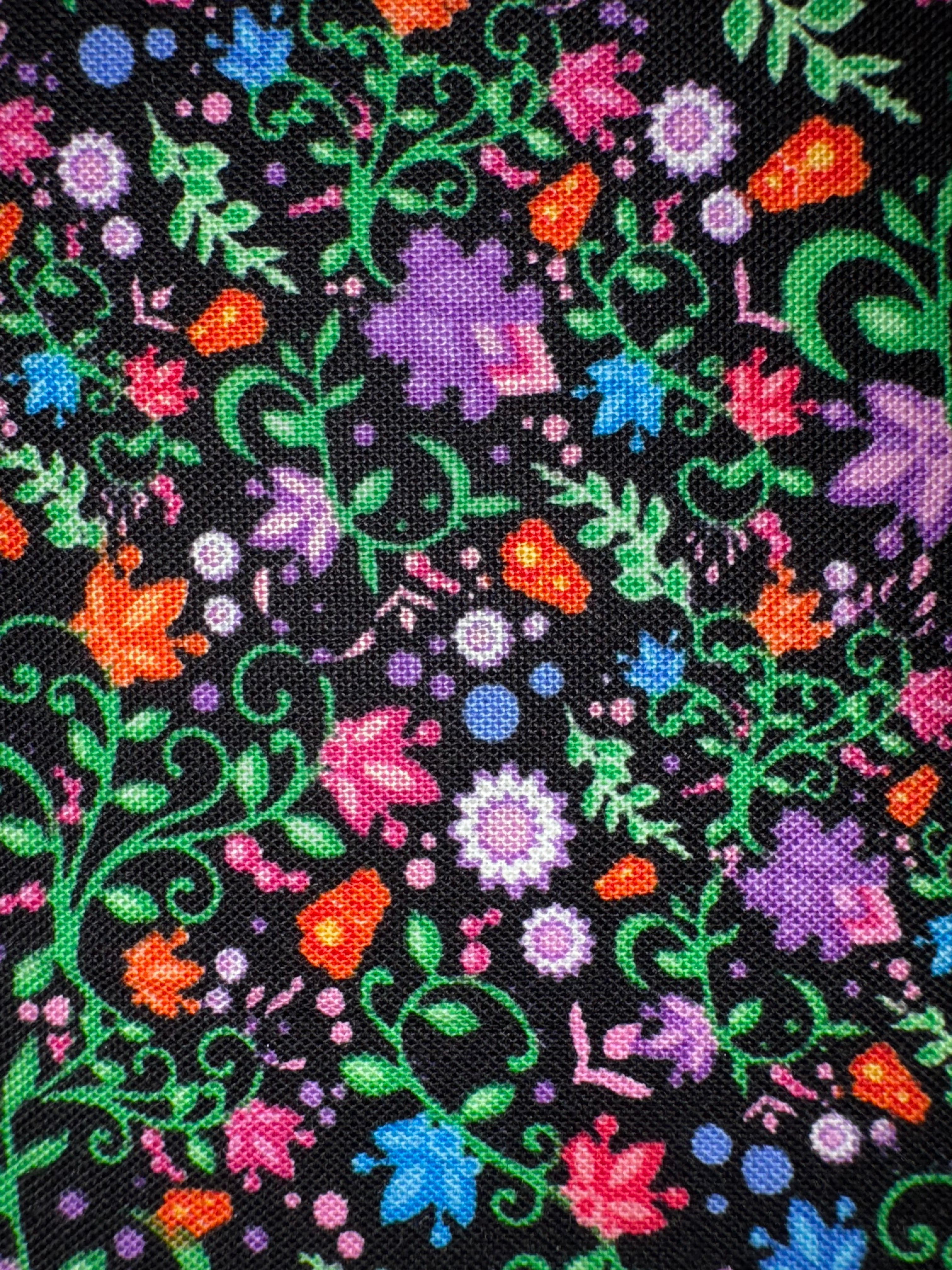 Small Bright Floral on Black